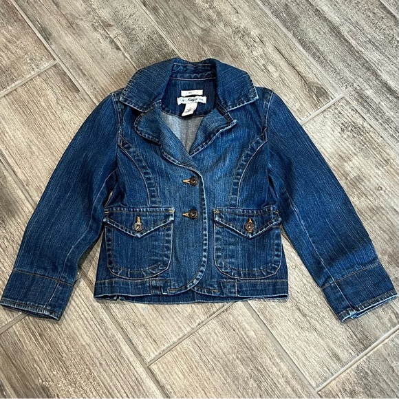 Old Navy Denim Jacket Stretch Button Front‎ Pockets Blue Jean XS - Picture 1 of 4